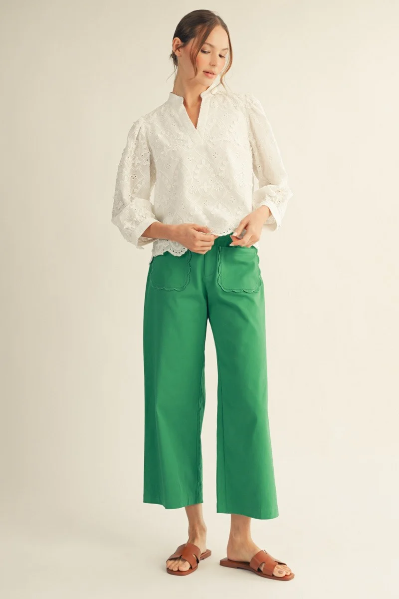 Ariana Scallop Hem 3D Lace Top - Image 3