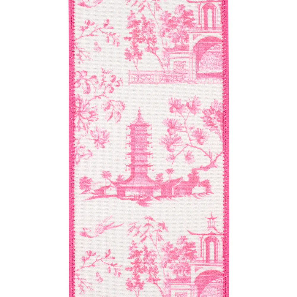 Asian Vista Chinoiserie Deluxe Wired Edge Pink Ribbon - Image 2
