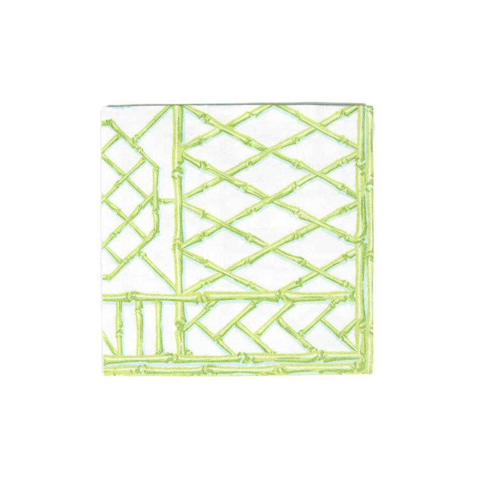 Bamboo Screen Moss Green Paper Linen Luncheon Napkins - Image 2