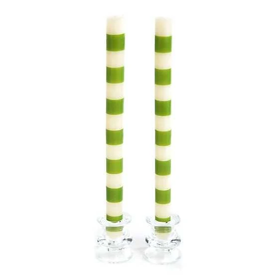 Bands Green Dinner Candles - Sold as Set