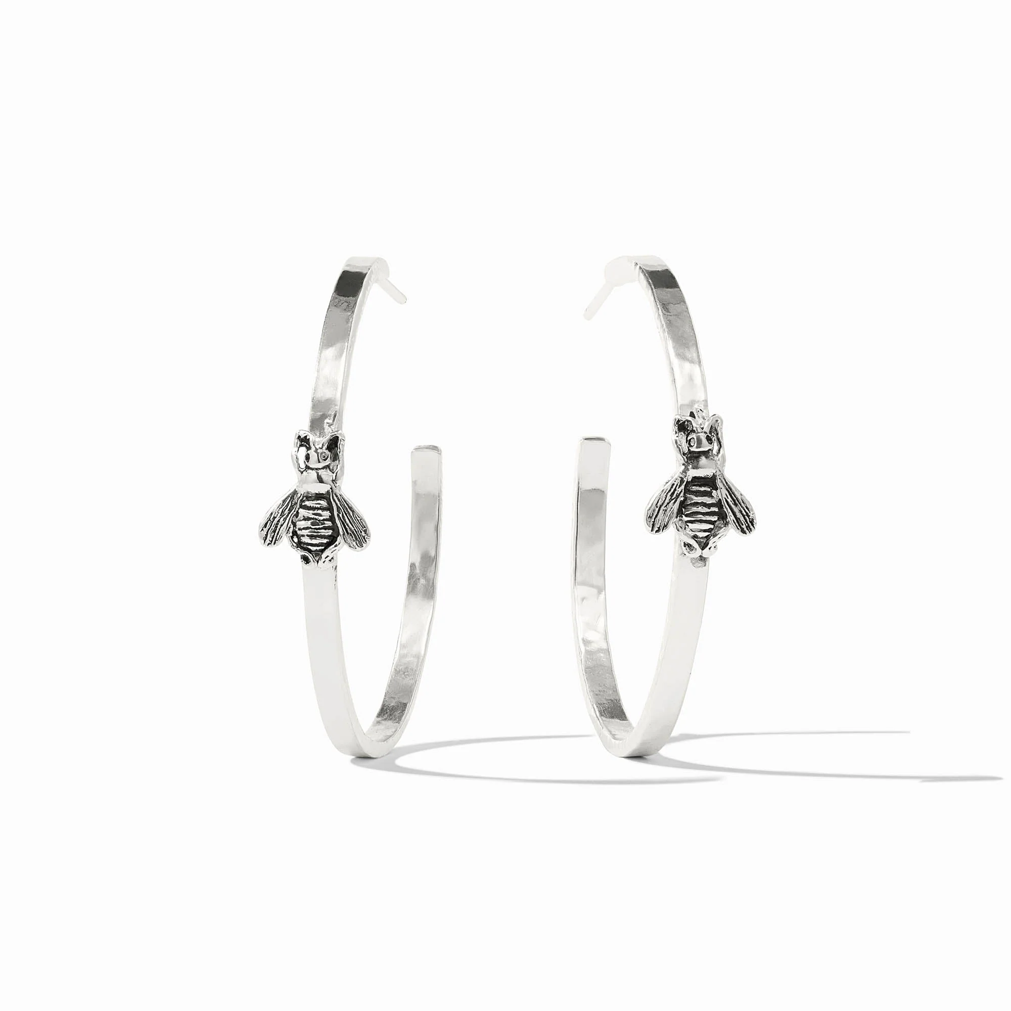 Bee Hoop Silver Earrings - Image 4