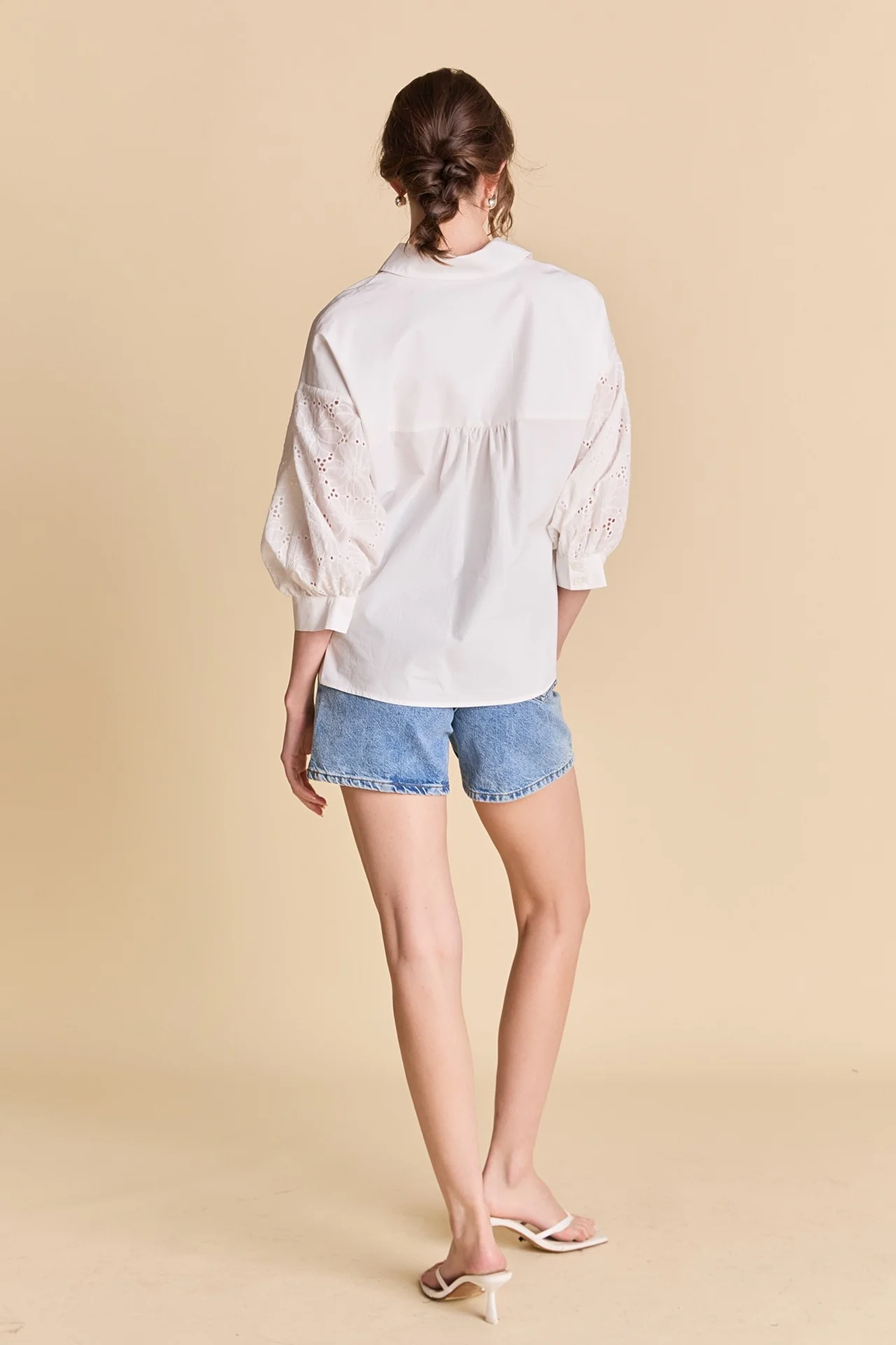 Bella Mix Media Balloon Sleeve Shirt - Image 3