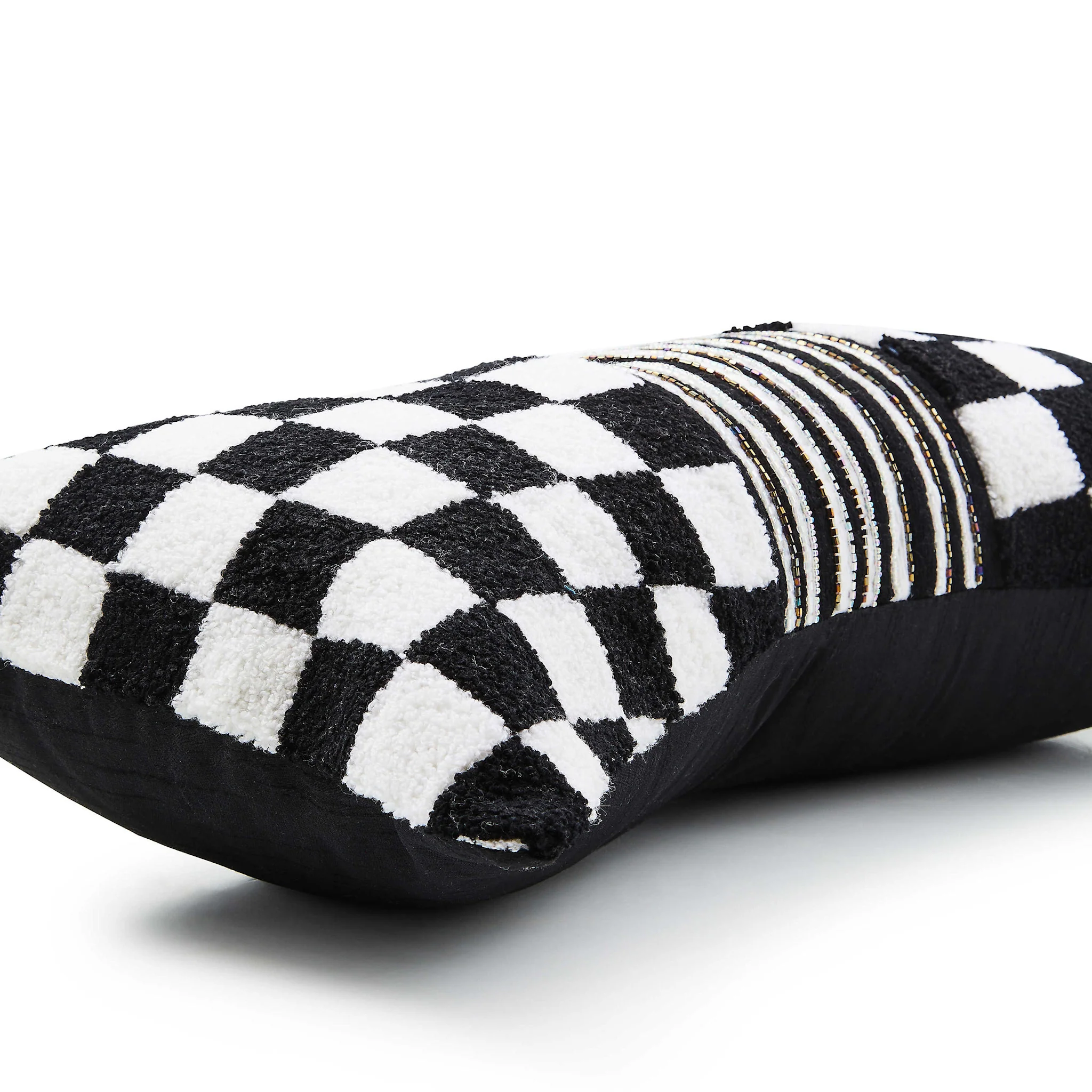 Black Check Bow Throw Pillow - Image 2