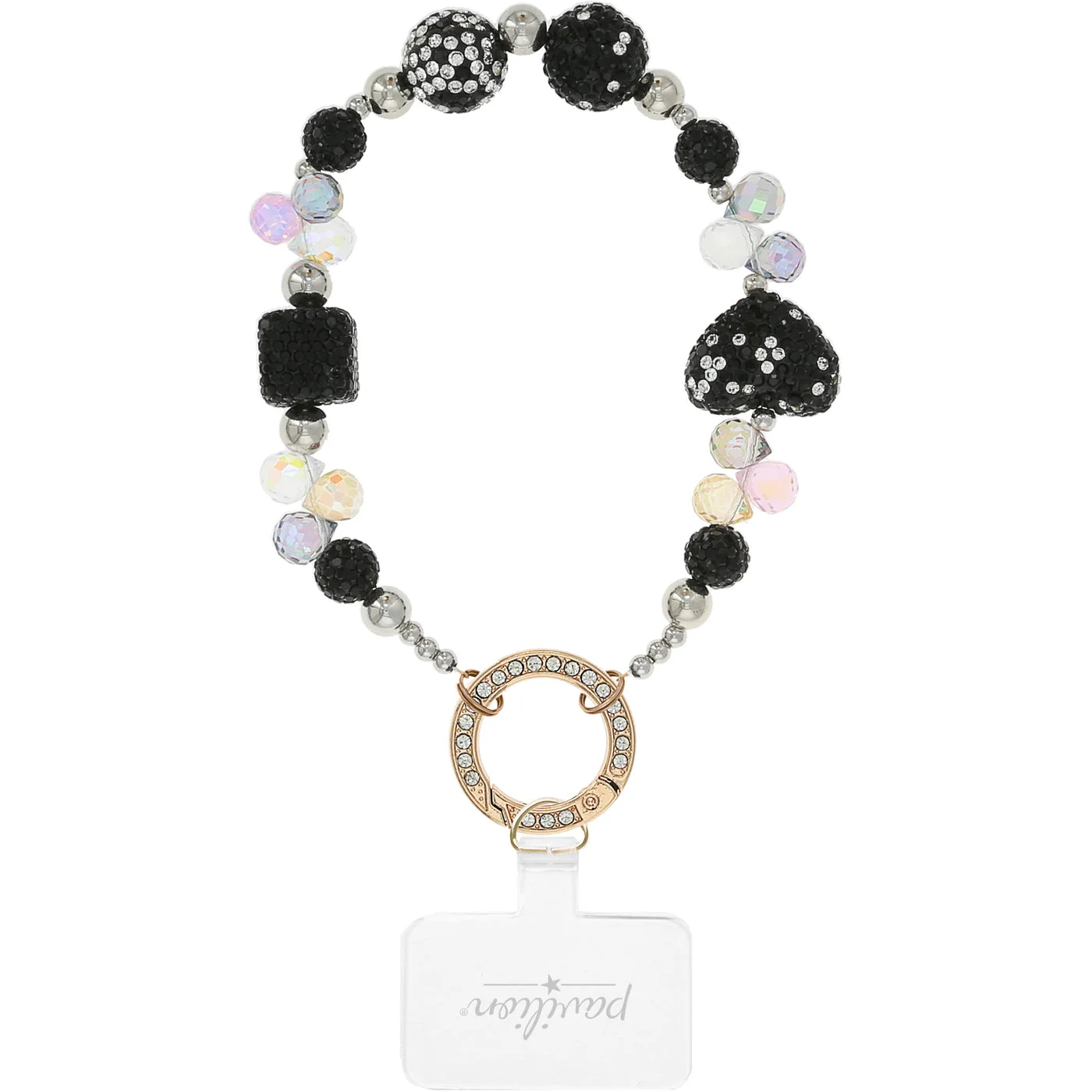 Black Crystal Wristlet Beaded Hands-Free Gold Wrist Strap - Image 4