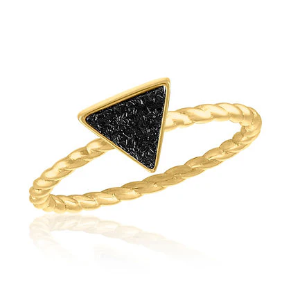 Black Triangle Druzy Gold Layer