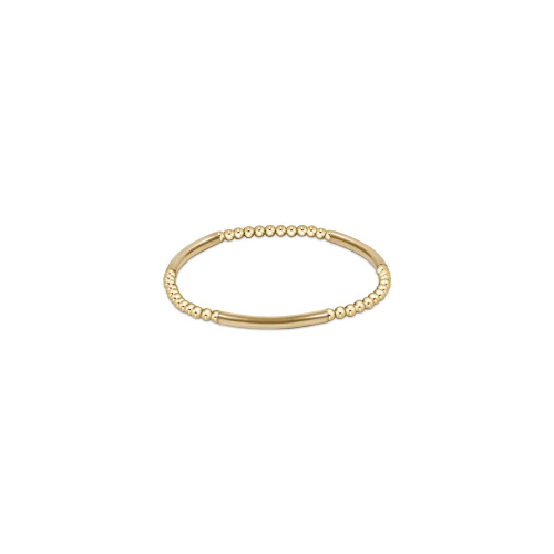 Bliss Bar Gold Pattern 3mm Bead Bracelet - Gold - Image 2