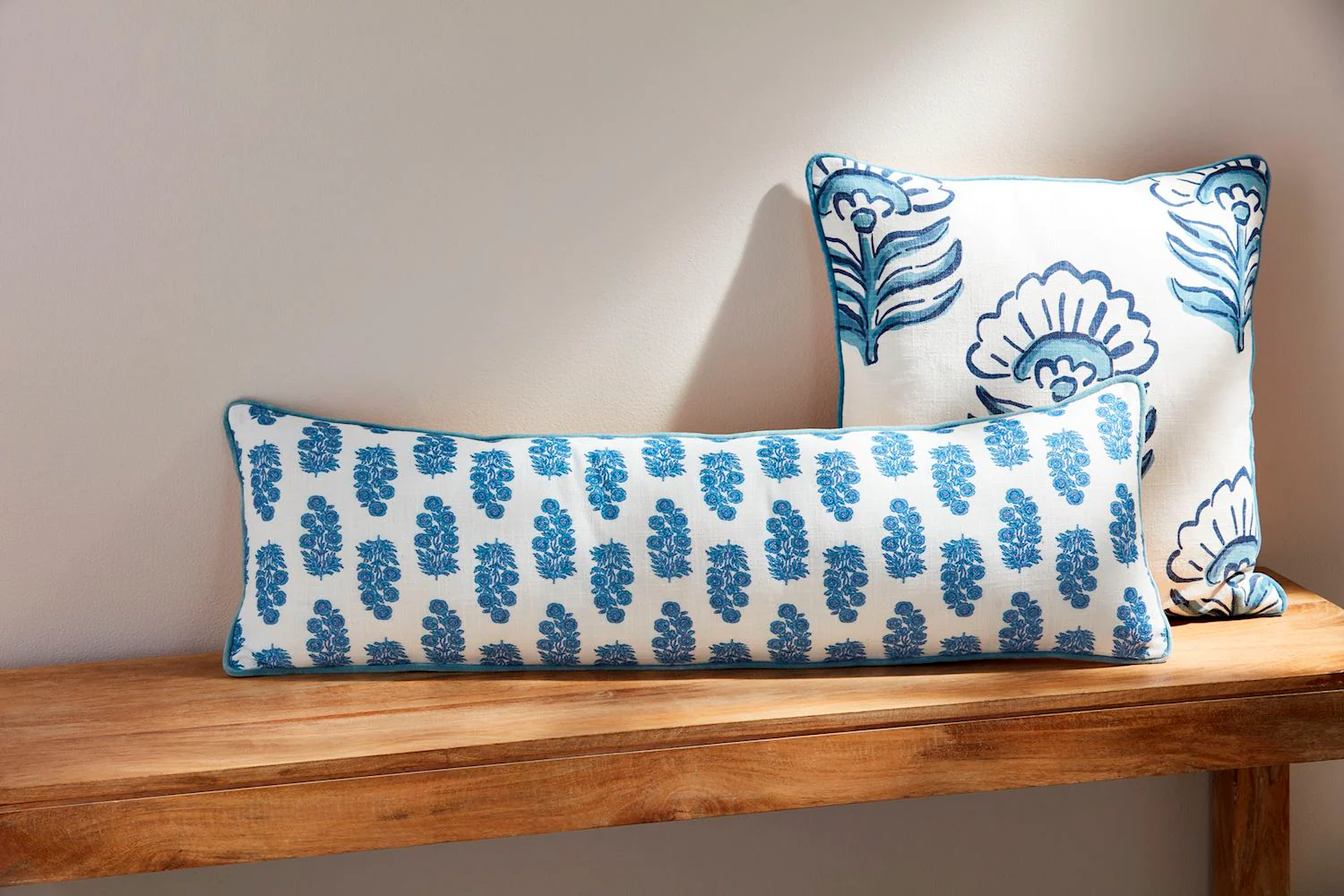 Blue Block Print Long Pillow - Image 4