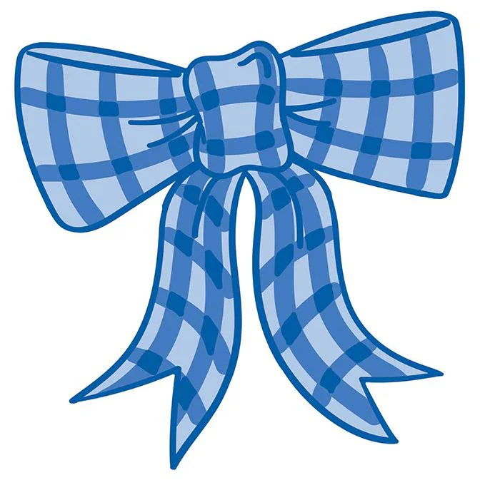 Blue Gingham Bow Big Attachment