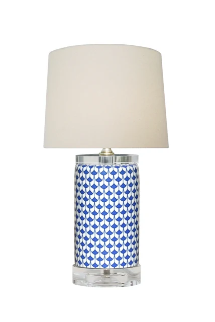 Blue & White Porcelain Fish Scale Vase Lamp