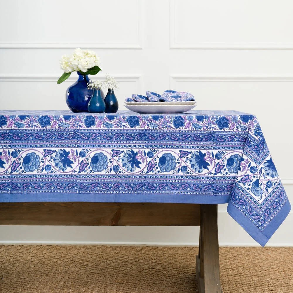 Bohemian Floral Purple & Blue Tablecloth - Image 2