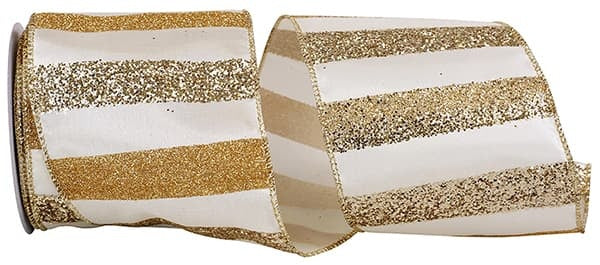 BOLD GLITTER BAR STRIPE WIRED EDGE RIBBON 2.5"x10yds