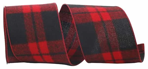CABIN GRAND BUFFALO PLAID WIRED EDGE RIBBON  4"X10YDS