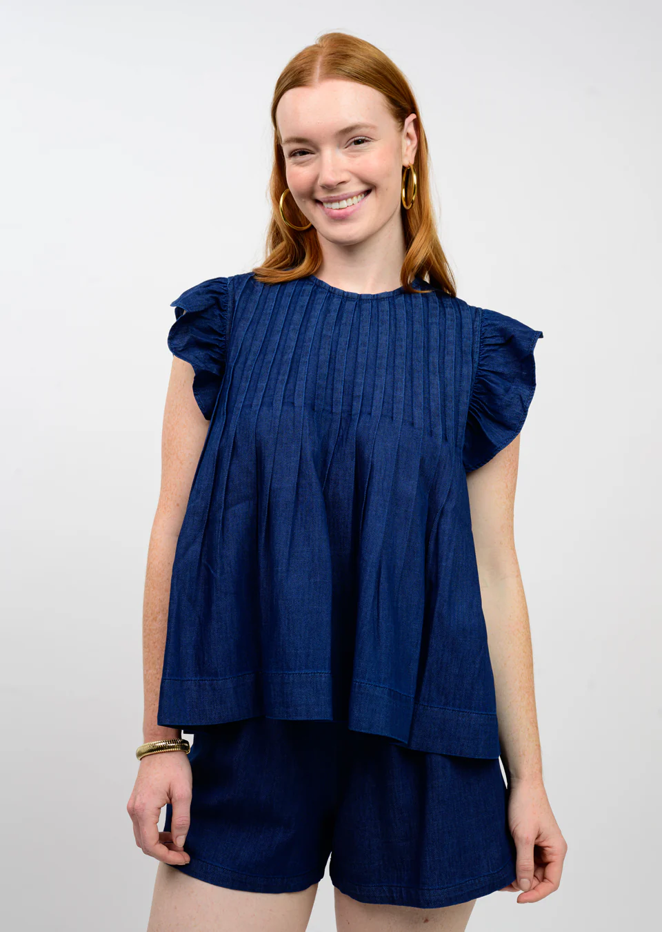 Carmel Tucked Denim Top - Image 2