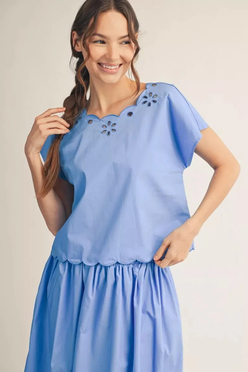 Caroline Drop Shoulder Eyelet Top - Image 5
