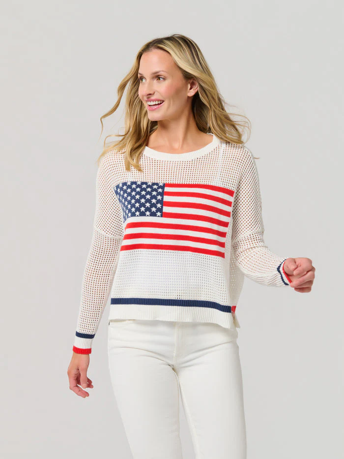 Cassie American Flag Mesh Sweater - Image 3