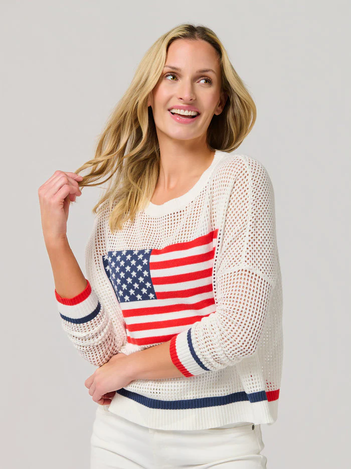 Cassie American Flag Mesh Sweater - Image 4