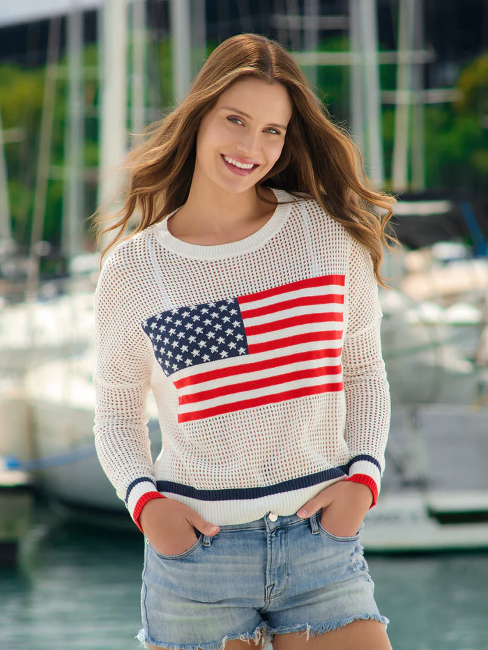 Cassie American Flag Mesh Sweater - Image 5