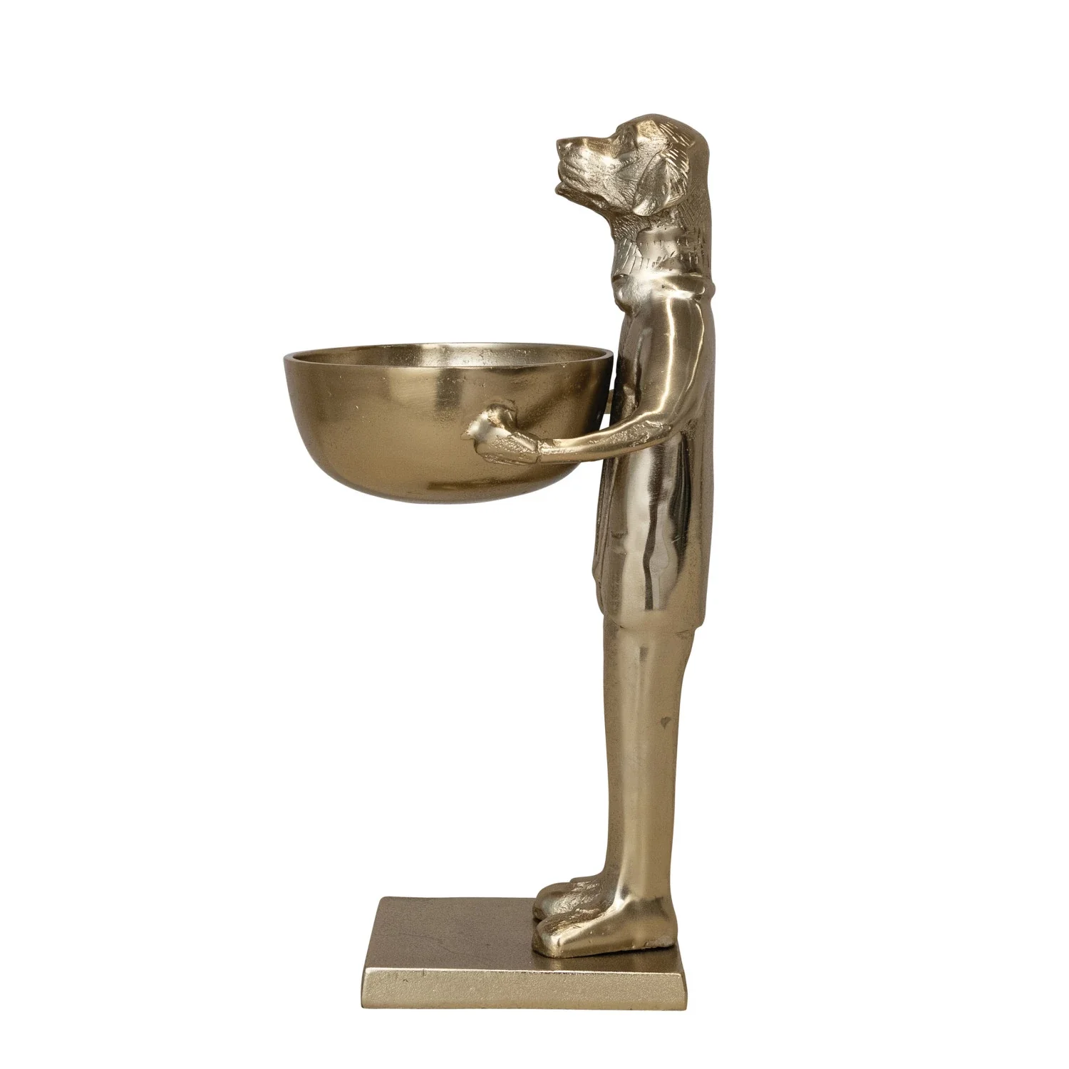 Cast Aluminum Labrador Holding Bowl - Gold Finish - Image 2