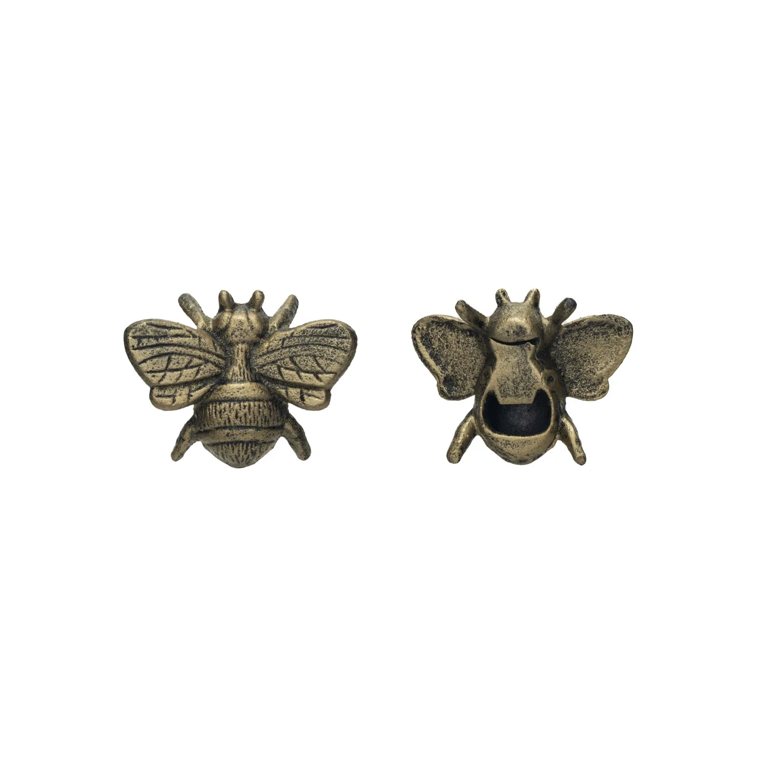 Cast Iron Bee Bottle Opener - Distressed Gold Finish