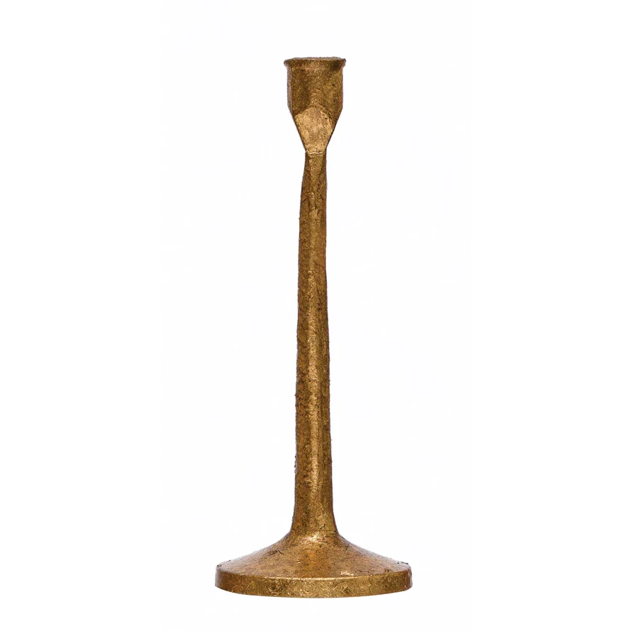 Cast Iron Taper Holder, Gold Finish
