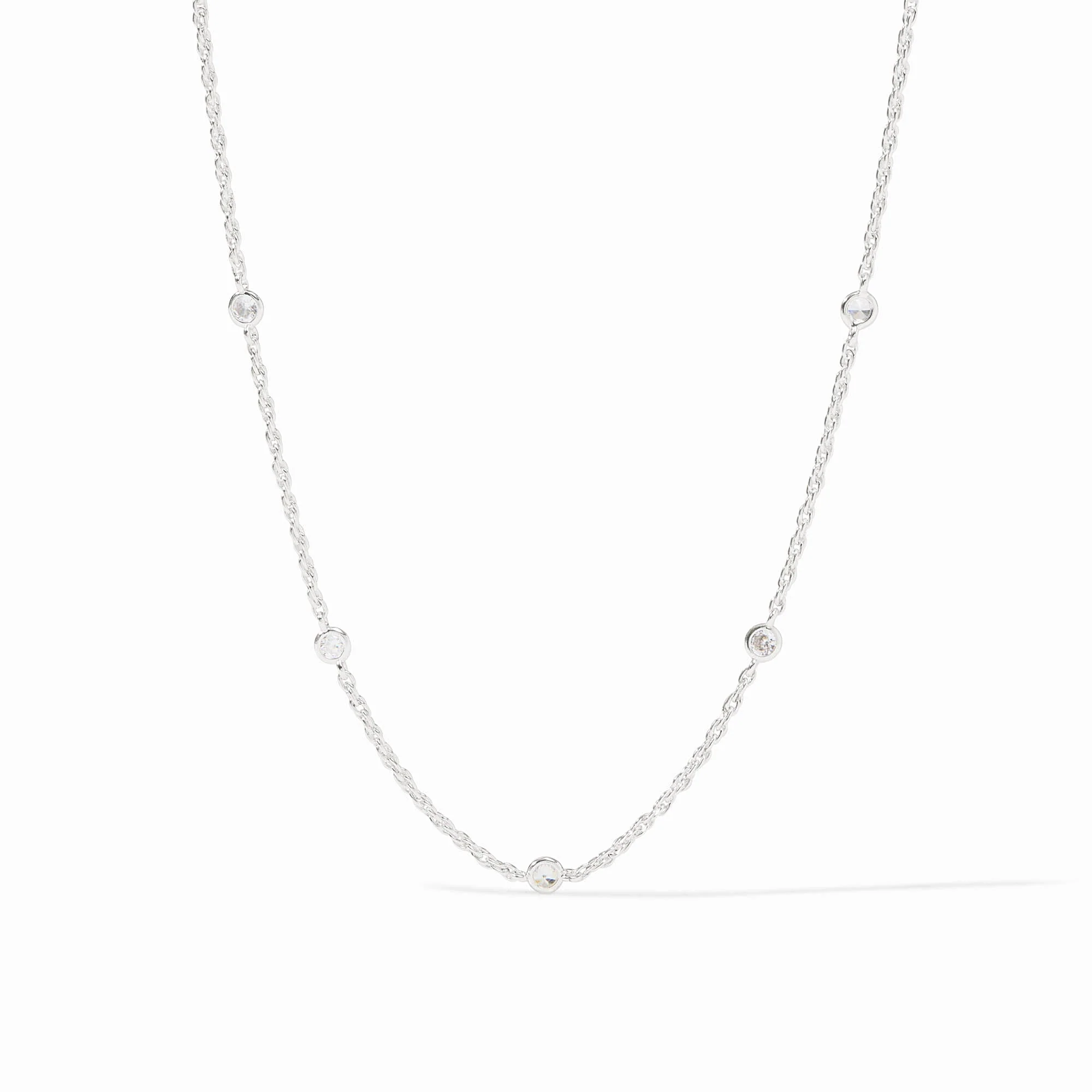 Celeste Delicate Station Necklace Silver Cubic Zirconia - Image 4