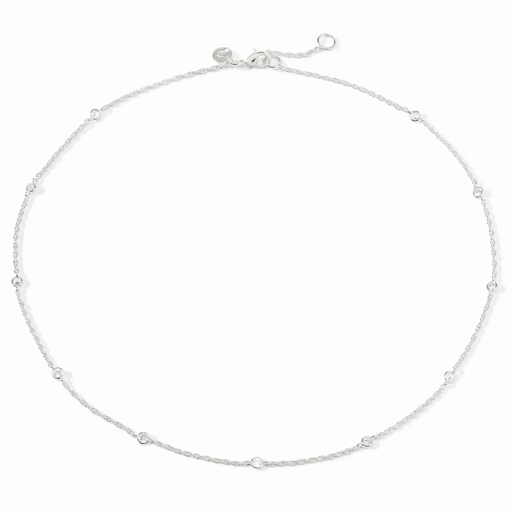 Celeste Delicate Station Necklace Silver Cubic Zirconia - Image 5