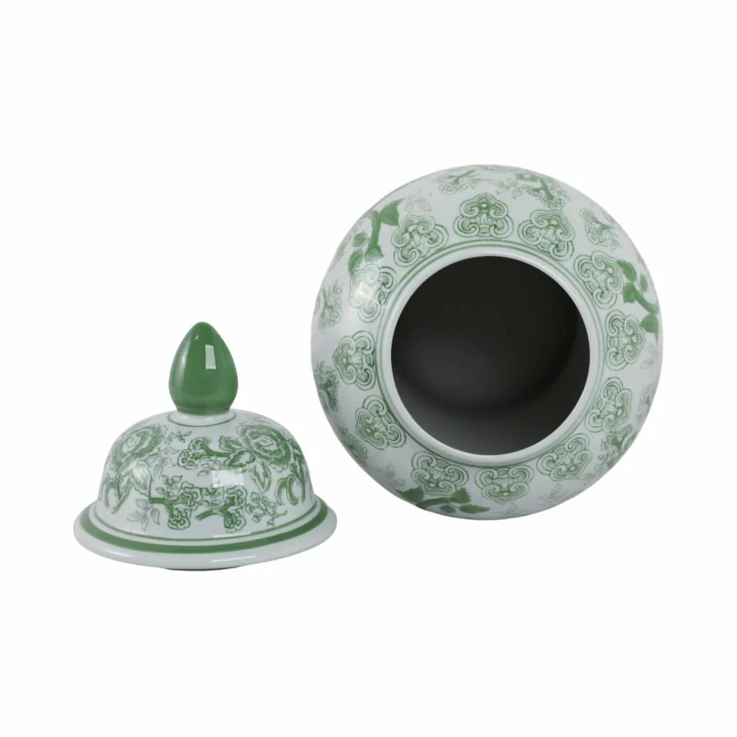 Ceramic Bird Flower Decorative Temple Jar - Green, 18 in. - Image 2