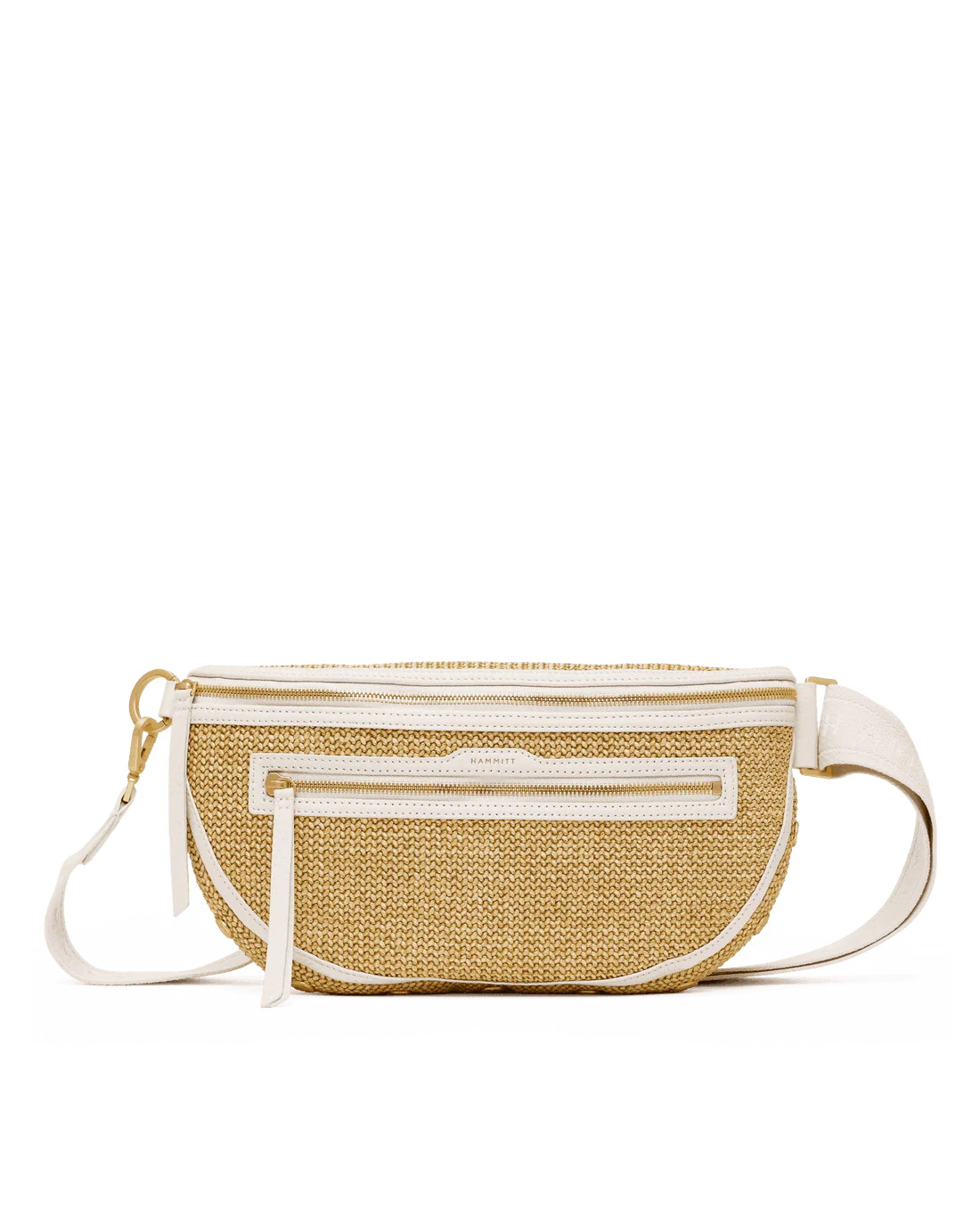 Charles Crossbody Lrg - Calla Lily White Raffia/Brushed Gold  Hammered