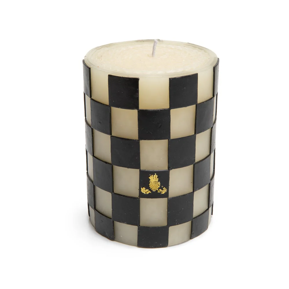 Check 4" Black Pillar Candle - Image 6
