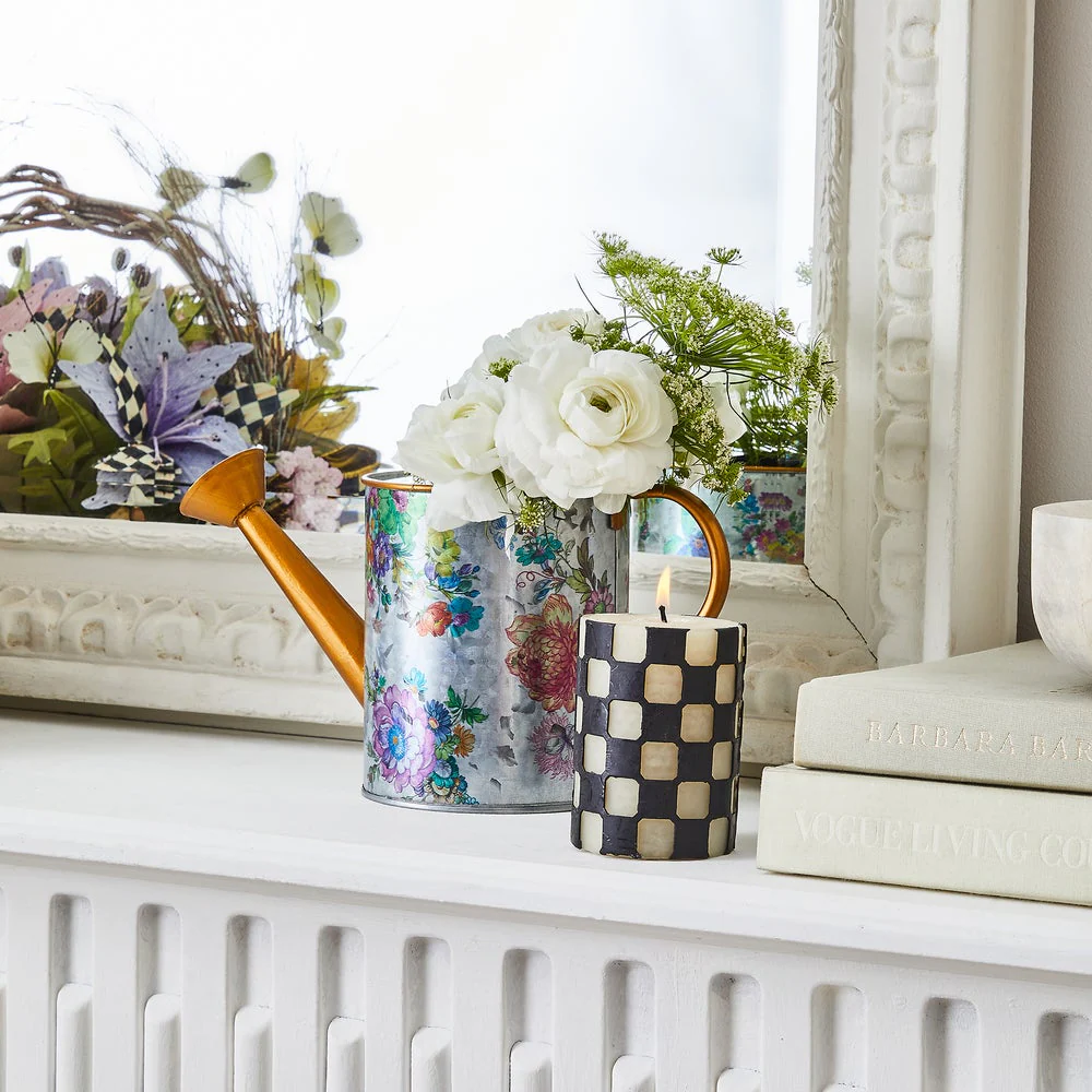 Check 4" Black Pillar Candle - Image 8