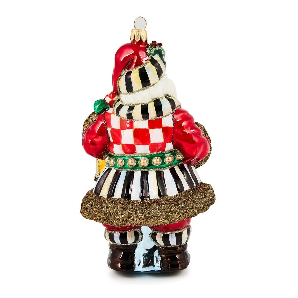 Check It Out Town Crier Santa Glass Ornament - Image 4