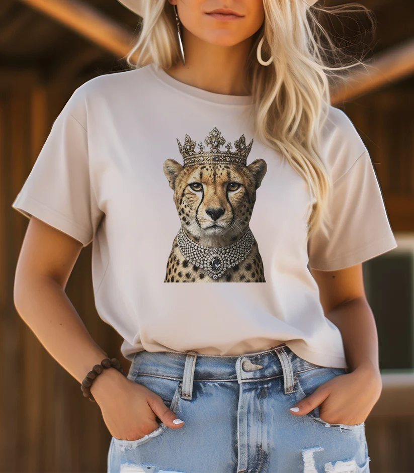 Cheetah Crown Jewels Sand Bling T-Shirt - Image 3