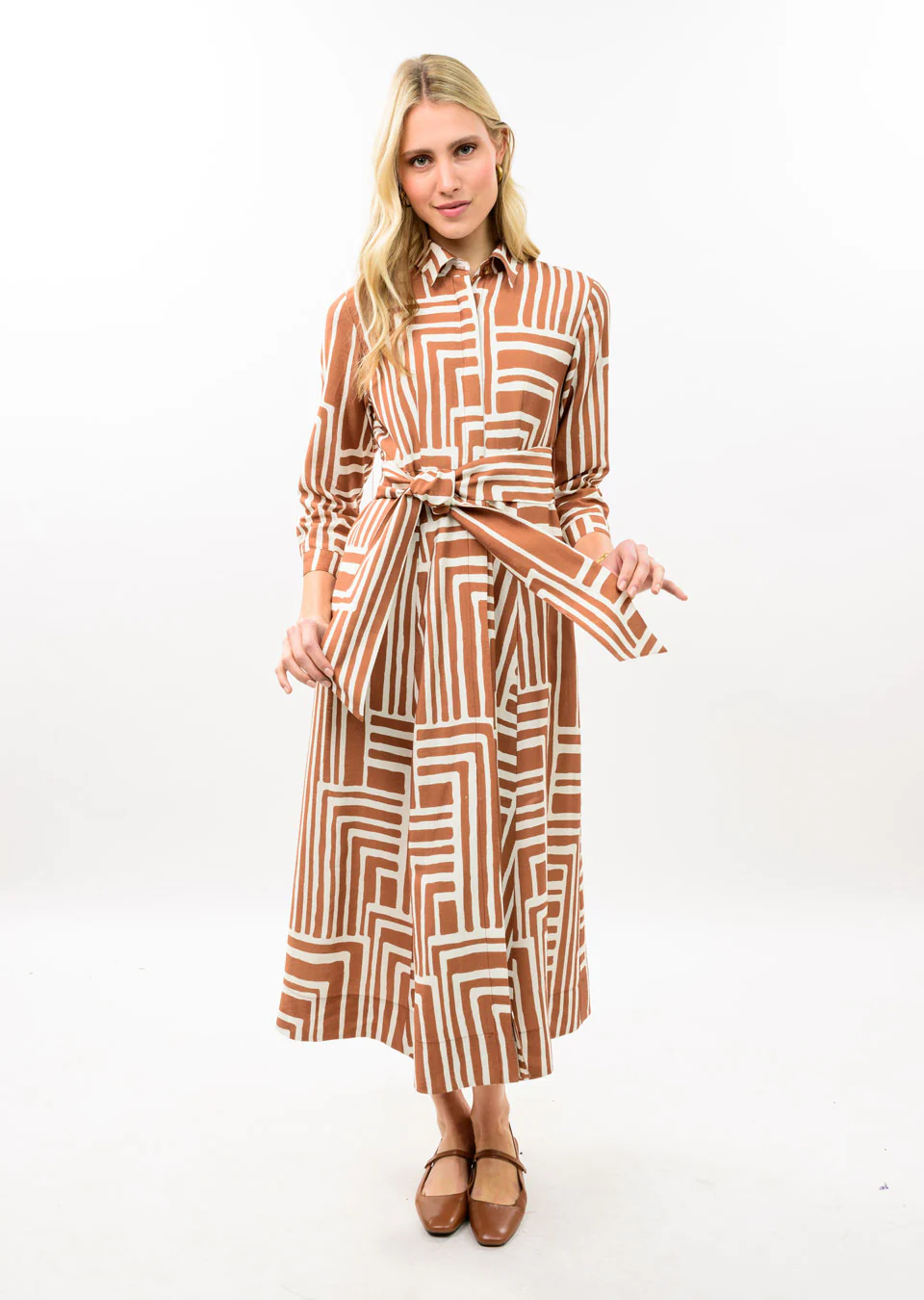 Cheska Graphic Midi Shirt Dress
