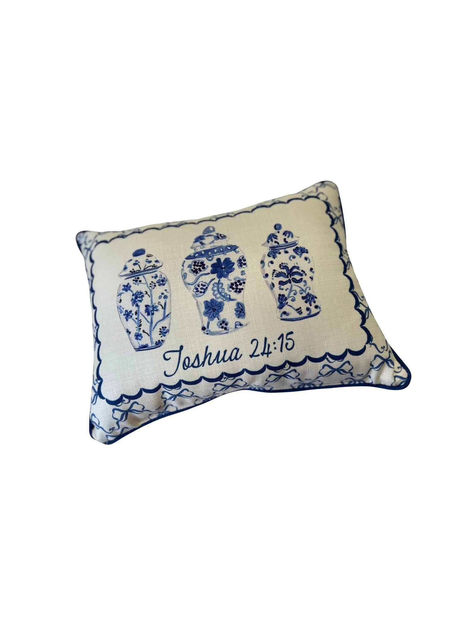 Chinoiserie Vases and Bows + Accent Piping (Joshua 24:15)