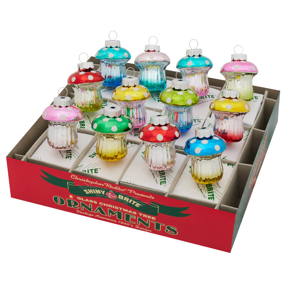 Christmas Confetti 12 Count 1.75"  Mushrooms