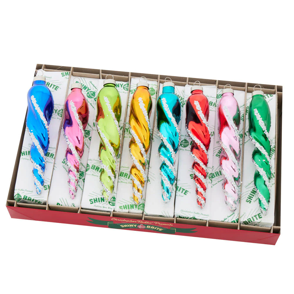 Christmas Confetti 8 Count 6" Glass  Icicles