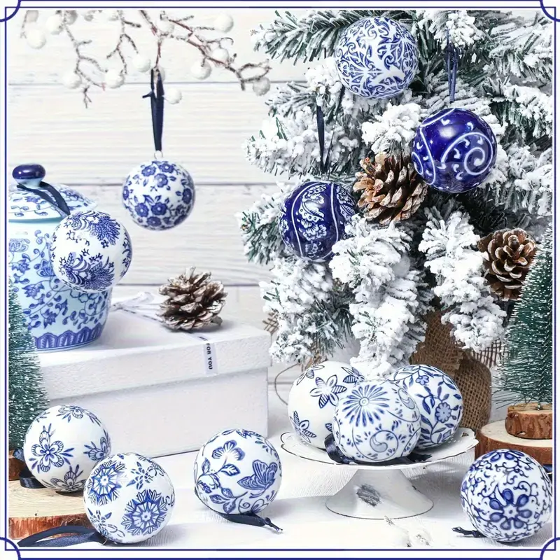 Christmas Porcelain Ball Blue & White Porcelain Chinoiserie SOLD INDIVIDUALLY - Image 2
