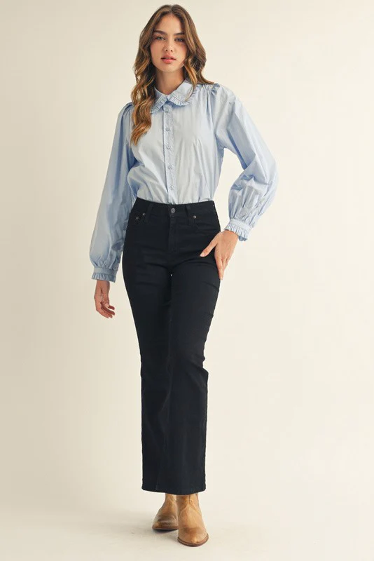 Cindy Ruffle Accent Button Down Lovely Shirt - Image 7