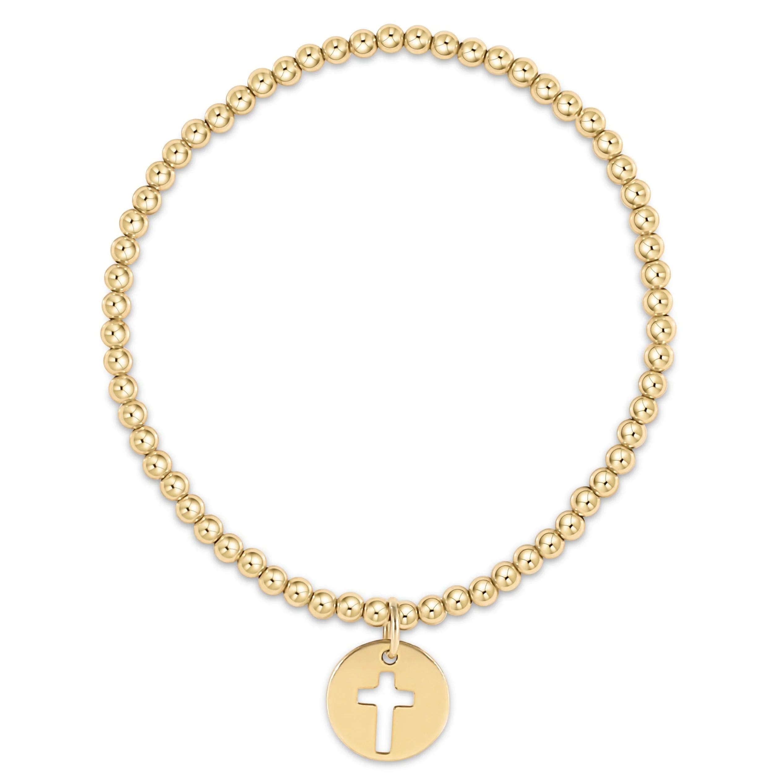 Classic Gold 3MM Bead Bracelet - Blessed Gold Disc - Image 2