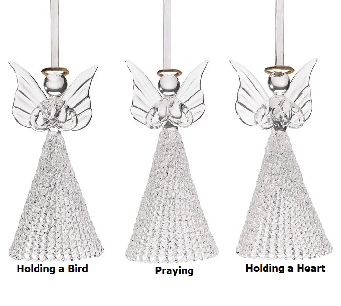 Clear Glass Angel Ornament Gold Halo - Image 3