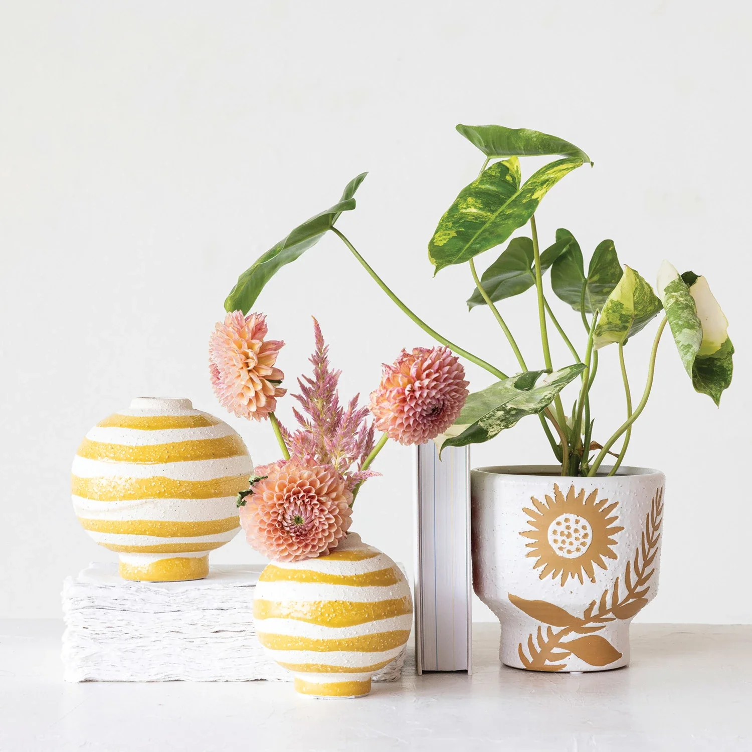 Coarse Stoneware Vase with Stripes