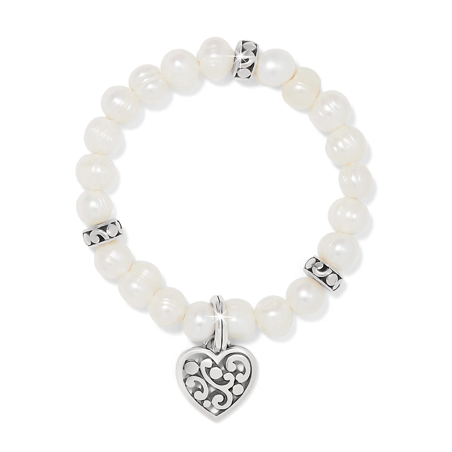 Contempo Heart Pearl Stretch Bracelet - Image 2