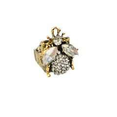 Pave and Rhinestone Bee Ring