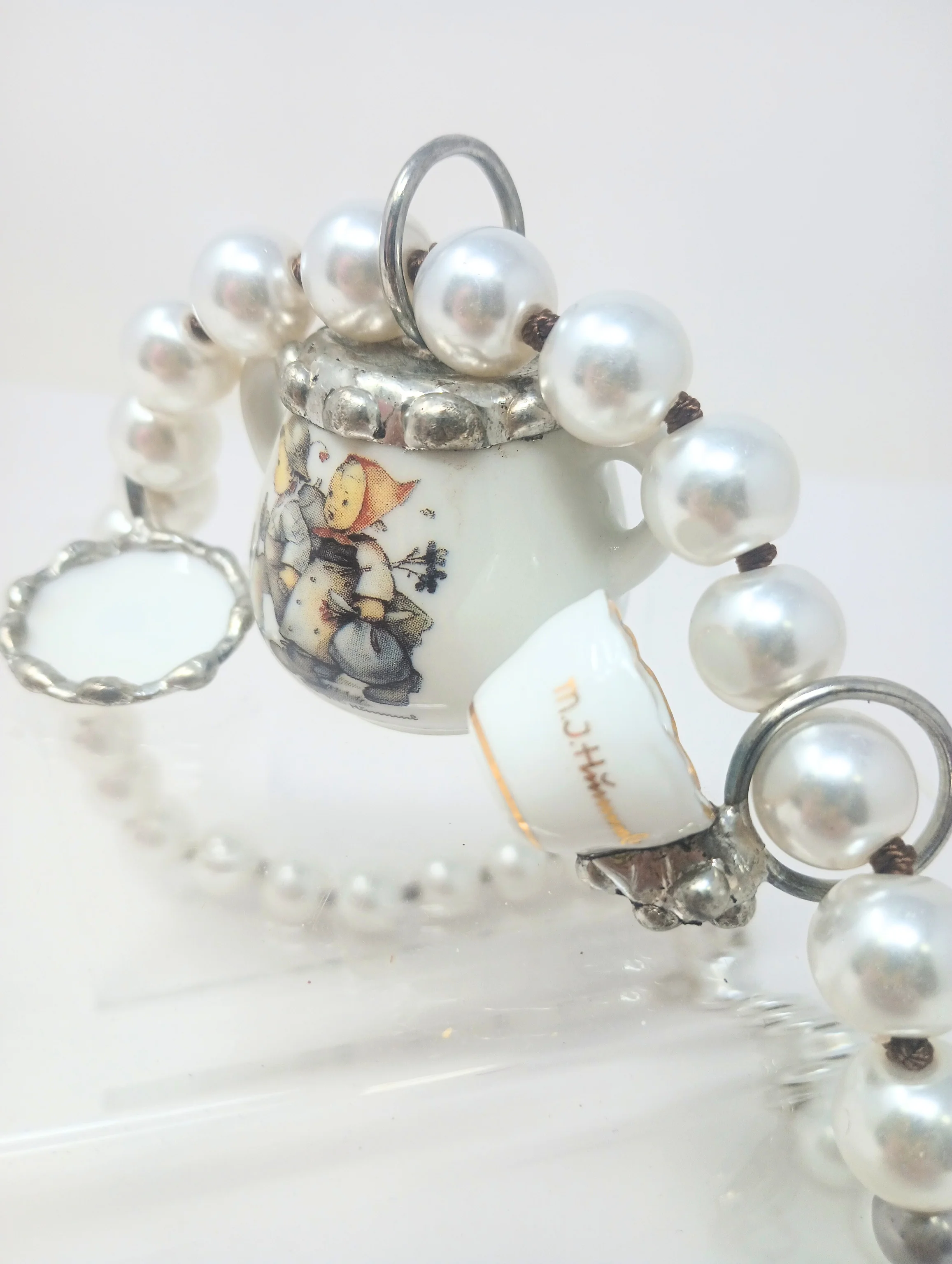 Porcelain Teapot Charms Necklace with M.I. Hummel Artwork - Image 3
