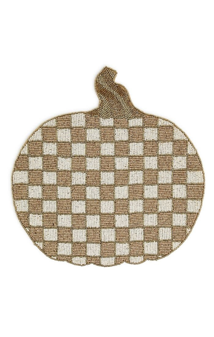 Mocha Check Pumpkin Beaded Placemat