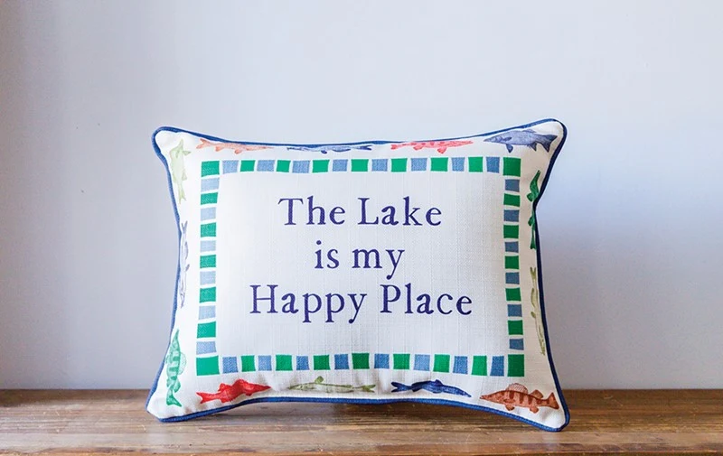 The Lake is my Happy Place Pillow with Fish border - Image 2
