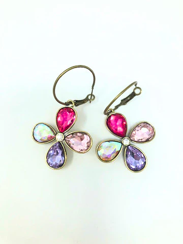 Multi Rhinestone Cross Fashion Hoop Earrings - Image 2
