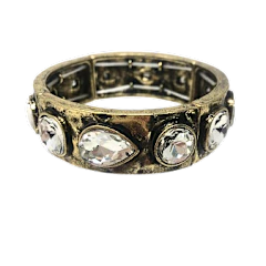 Antique Gold Jeweled Stretch Bracelet
