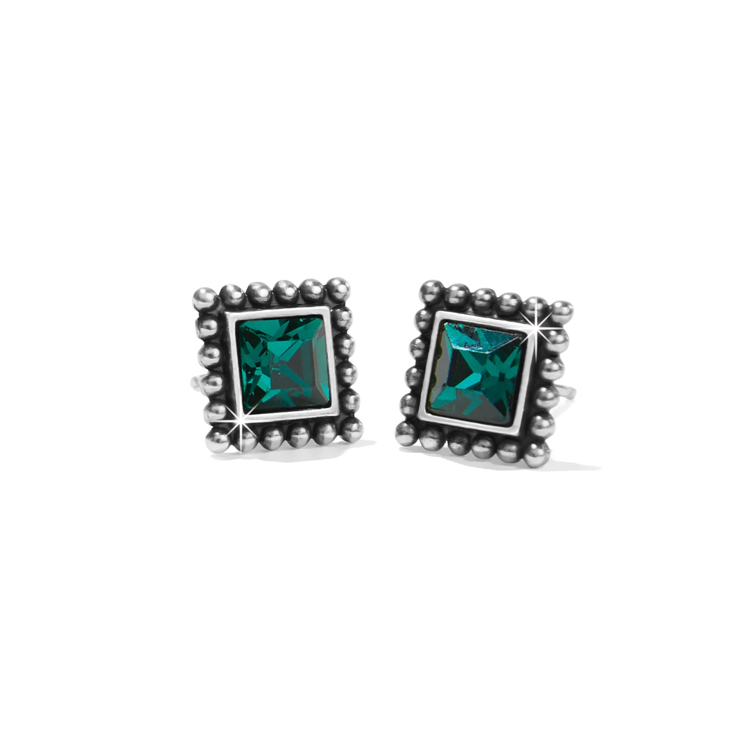 Sparkle Square Green Mini Post Earrings - Image 3