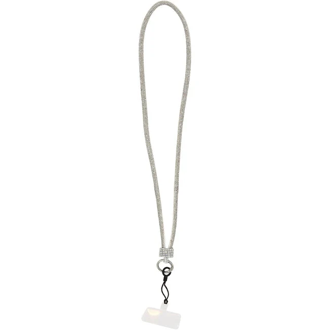 White Crossbody Soft Gemmed Phone Lanyard II - Image 3